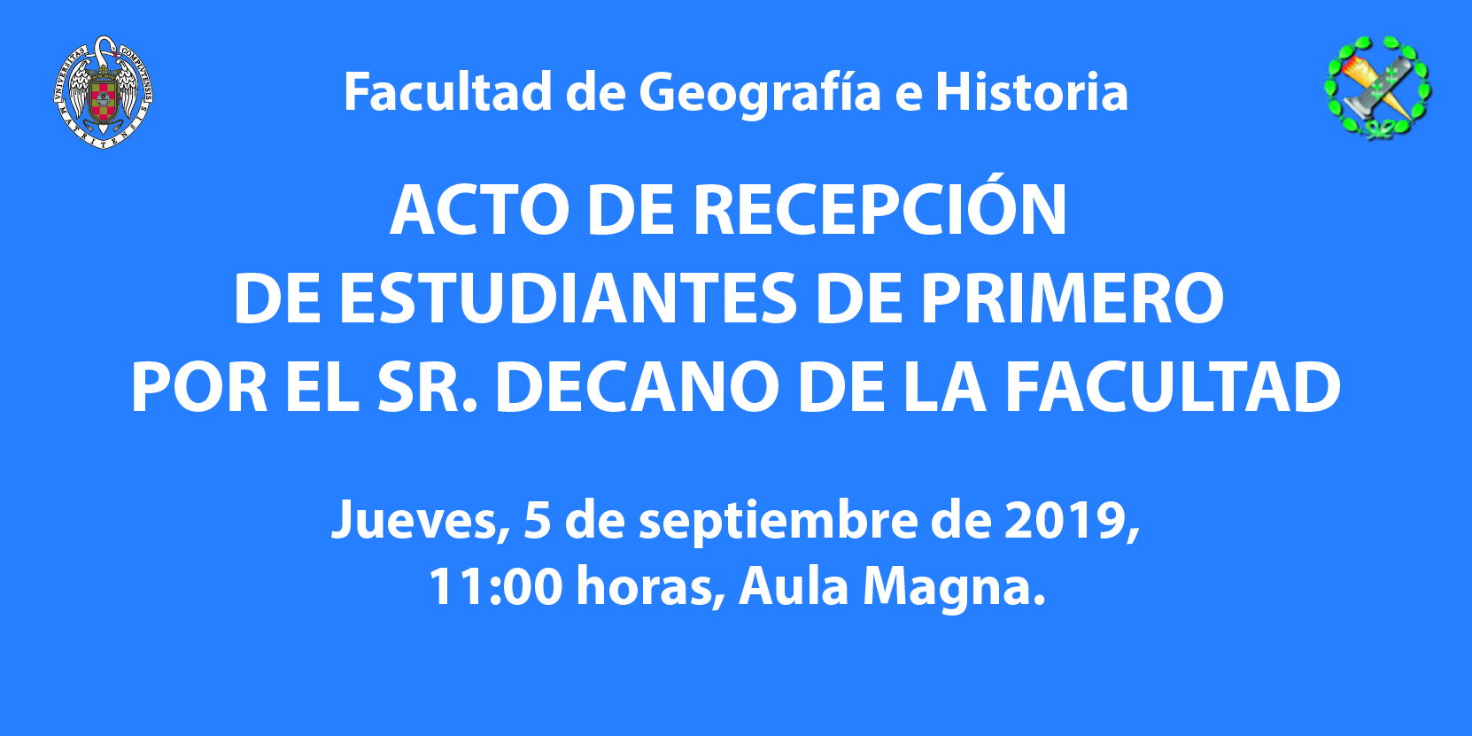 Acto de recepción de estudiantes de primero por el Sr. Decano de la Facultad